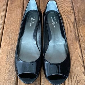 Cole Haan patent leather Nike air peep toe shoes sz 7.5